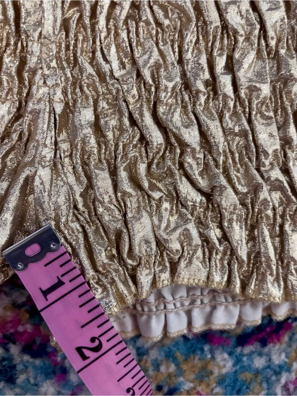 Vintage Malco Modes Pettipants Gold Lame Smocked Square Dance Bloomers Size M